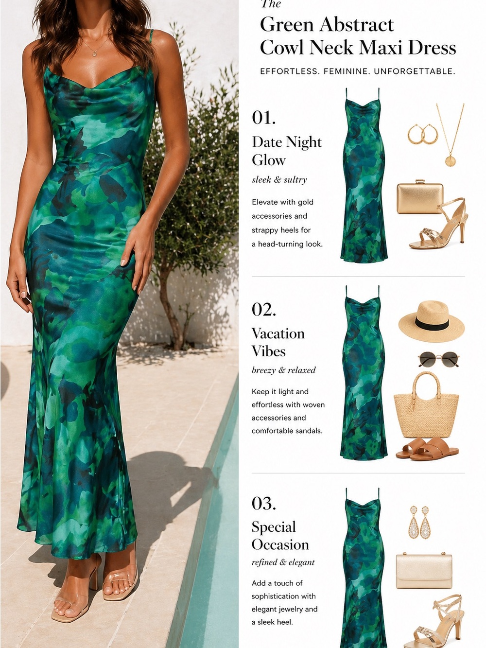 PRETTYGARDEN Blue & Green Camo Print Maxi Slip Dress XL NWT
